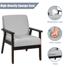 Load image into Gallery viewer, Solid Rubber Wood Fabric Accent Armchair-Light Gray