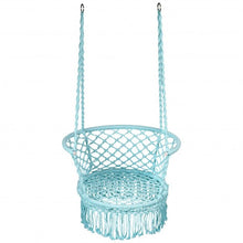 Load image into Gallery viewer, Hanging Hammock Chair Macrame Swing Hand Woven Cotton Backrest-Turquoise