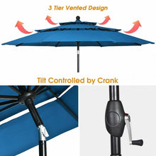 Load image into Gallery viewer, 10' 3 Tier Patio Umbrella Aluminum Sunshade Shelter Double Vented-Blue