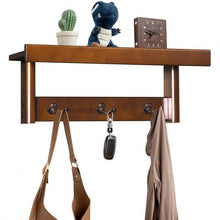 Load image into Gallery viewer, Entryway Hanging Wood Coat Rack with 3 Double Hooks-Brown