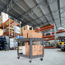 Load image into Gallery viewer, 46" x 25" x 33" Plastic Utility 2 Shelves Rolling Service Cart
