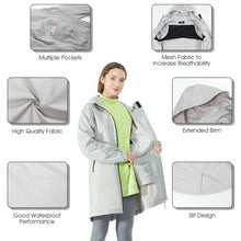 Load image into Gallery viewer, Hooded Women's Wind & Waterproof Trench Rain Jacket-Gray-L
