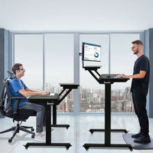 Load image into Gallery viewer, Electric 2-Tier Standing Desk Mobile Sit Stand Desk Height Adjustable-Black