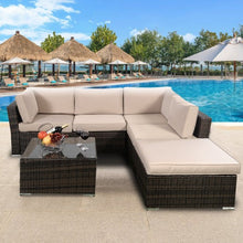 Load image into Gallery viewer, 4 pc Cushioned Wicker Rattan Sofa 5 seat