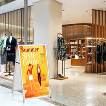 Load image into Gallery viewer, Double-Sided Metal A-Frame Sidewalk Sign Holder Stand Display 24"x36"