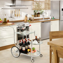 Load image into Gallery viewer, Kitchen Glass Shelves Metal Frame Serving Rolling Cart