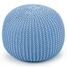 Load image into Gallery viewer, 100% Cotton Hand Knitted Pouf Floor Seating Ottoman-Blue