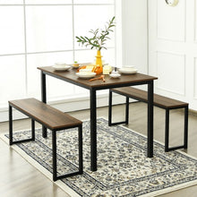 Load image into Gallery viewer, 3-Piece Kitchen Dining Table Set with 2 Benches for Limited Space -Natural