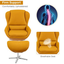Load image into Gallery viewer, Swivel Top Grain Leather Lounge Armchair Rocking Chair with Ottoman-Yellow