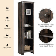 Load image into Gallery viewer, Linen Tower Bathroom Storage Cabinet Tall Slim Side Organizer with Shelf-Walnut