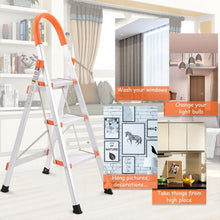 Load image into Gallery viewer, Non-slip 3 Step Aluminum Ladder Folding Platform Stool