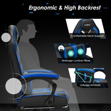 Load image into Gallery viewer, Computer Massage Gaming Recliner Chair with Footrest-Blue