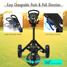 Load image into Gallery viewer, Folding Golf Push Cart with Scoreboard Adjustable Handle Swivel Wheel-Blue