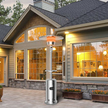 Load image into Gallery viewer, Outdoor Heater Propane Standing LP Gas Steel with Table and Wheels-Silver