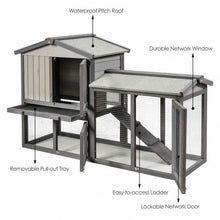 Load image into Gallery viewer, 58" Weatherproof Wooden Rabbit Hutch-Gray