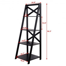 Load image into Gallery viewer, 4-Tier Leaning Free Standing Ladder Shelf Bookcase