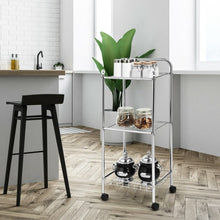 Load image into Gallery viewer, 3-Tier Multifunction Mesh Wire Rolling Cart