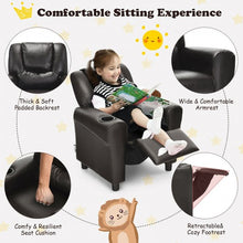 Load image into Gallery viewer, Children PU Leather Recliner Chair with Front Footrest-Brown