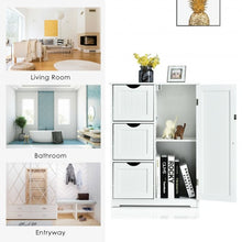 Load image into Gallery viewer, Bathroom Floor Cabinet Side Storage Cabinet with 3 Drawers and 1 Cupboard-White