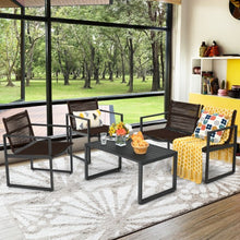 Load image into Gallery viewer, 4 Pieces Patio Furniture Conversation Set with Sofa Loveseat Armrest Garden Deck