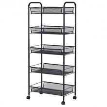 Load image into Gallery viewer, Black/Gray 5 Tier Storage Rack Trolley Cart-Black