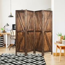 Load image into Gallery viewer, 4 Panels Folding Wooden Room Divider-Brown