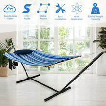 Load image into Gallery viewer, Hammock Chair Stand Set Cotton Swing with Pillow Cup Holder Indoor Outdoor
