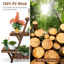 Load image into Gallery viewer, Wooden Plant Stand with Wheels Pots Holder Display Shelf