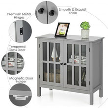Load image into Gallery viewer, Glass Door Sideboard Console Storage Buffet Cabinet-Gray