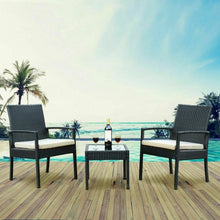 Load image into Gallery viewer, 3 Pcs Outdoor Rattan Patio Conversation Furniture Set