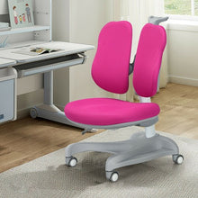 Load image into Gallery viewer, Adjustable Height Student Chair with Sit-Brake Casters and Lumbar Support for Home and School-Pink