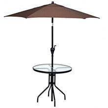Load image into Gallery viewer, 32" Outdoor Patio Round Tempered Glass Top Table with Umbrella Hole