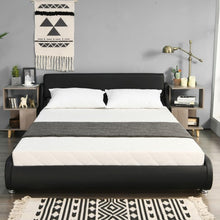 Load image into Gallery viewer, Queen Faux Leather Upholstered Platform Bed Frame Adjustable Headboard-Black
