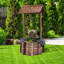 Load image into Gallery viewer, Outdoor Wooden Wishing Well Planter Bucket