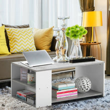 Load image into Gallery viewer, Coffee Table Sofa Side Table with Storage Shelves -Gray