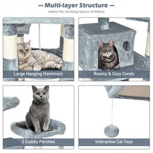 Load image into Gallery viewer, 55" Multi-Level Kitten Activity Tower with Hammock-Light Gray