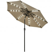 Load image into Gallery viewer, 9 Ft and 32 LED Lighted Solar Patio Market Umbrella Shelter with Tilt and Crank-Tan