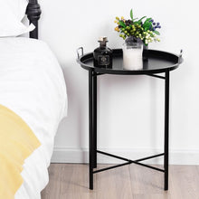 Load image into Gallery viewer, Metal Tray Round End Table Living Room Sofa Side Table