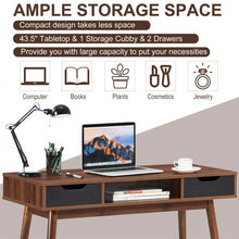 Load image into Gallery viewer, Stylish Computer Desk Workstation with 2 Drawers and Solid Wood Legs-Walnut