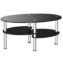 Load image into Gallery viewer, Tempered Glass Oval Side Coffee Table-Black