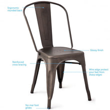 Load image into Gallery viewer, Set of 4 Tolix Style Dining Chair Stackable Bistro Chair-Copper