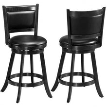 Load image into Gallery viewer, 2 Pieces 24 Inches Swivel Counter Stool Dining Chair Upholstered Seat-Black