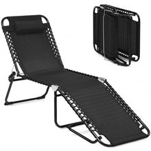 Load image into Gallery viewer, Folding Heightening Design Beach Lounge Chair with Pillow for Patio-Black