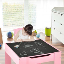 Load image into Gallery viewer, Kids Table Chairs Set With Storage Boxes Blackboard Whiteboard Drawing-Pink