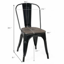 Load image into Gallery viewer, Set of 4 Stackable Tolix Style Metal Wood Dining Chair-Black