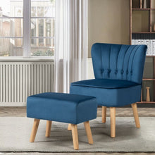 Load image into Gallery viewer, Leisure Chair and Ottoman Thick Padded Tufted Sofa Set-Blue