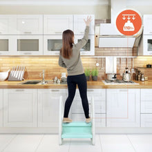 Load image into Gallery viewer, Kids Step Stool Learning Helper w/Armrest for Kitchen Toilet Potty Training-Blue