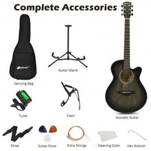 Load image into Gallery viewer, 40" Full Size Cutaway Acoustic Guitar Starter Guitarra Bundle Kit -Black
