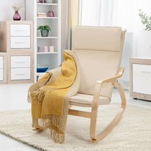 Load image into Gallery viewer, Modern Bentwood Rocking Chair Fabric Upholstered Relax Rocker Lounge Chair-Beige