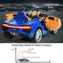 Load image into Gallery viewer, 12V Licensed Bugatti Chiron Kids Ride on Car with Storage Box and MP3-Blue